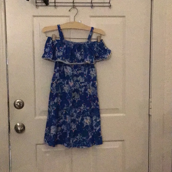 Blue dress with pink hearts and white stars - Picture 2 of 2